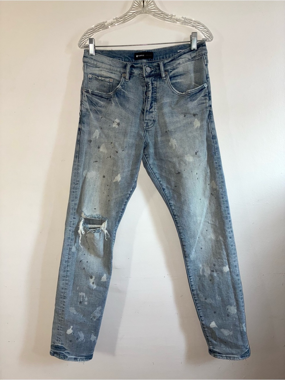Purple Brand Jeans Men's Slim Fit Distressed Light Blue style P005